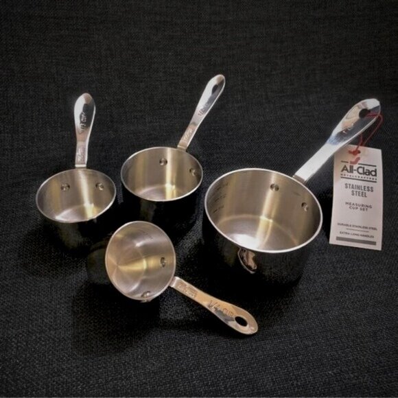 All Clad Other - ALL CLAD Heavy Gauge Stainless Steel Measuring Cups w/ 4 Riveted Handles